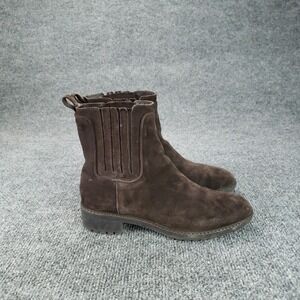 Via Spiga Boots Womens Size 6 Brown‎ Suede Chelsea Ankle Lug Sole Booties